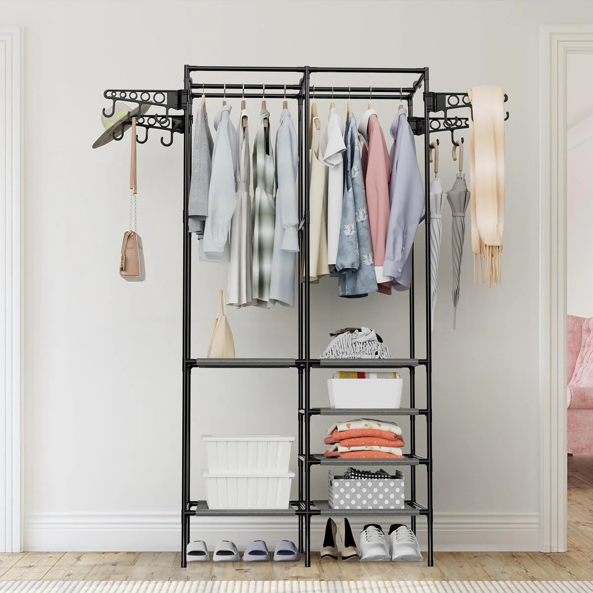 Heavy Duty Clothes Rack with Hanging Rods - A