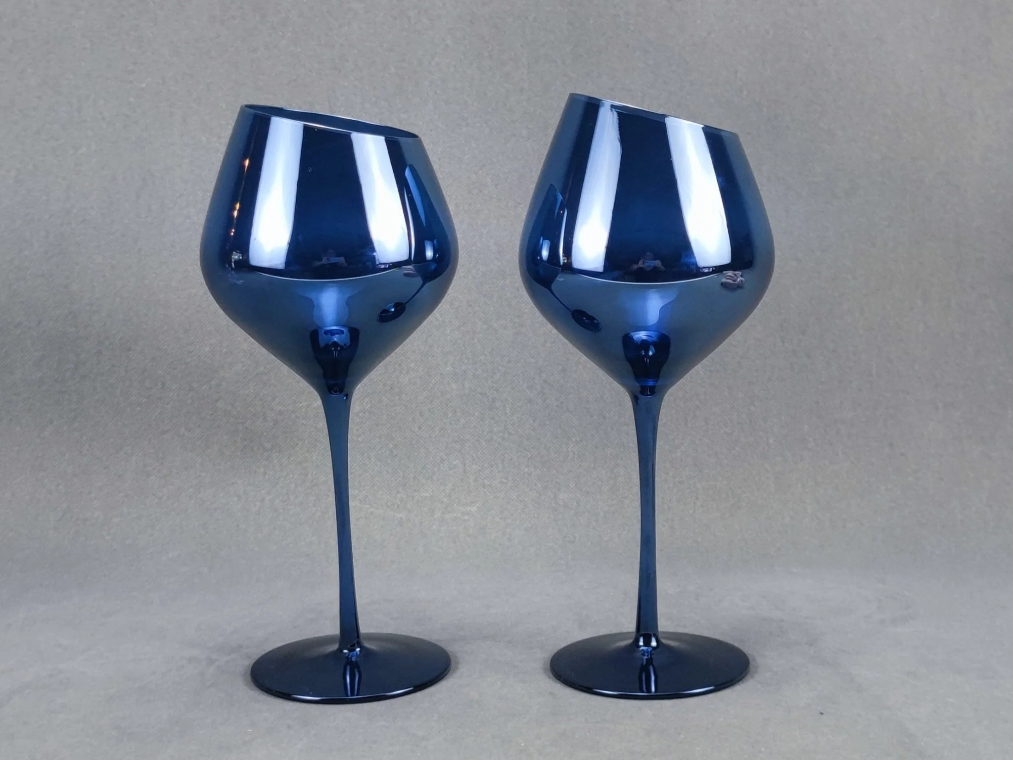 Jeanne Fitz Slant Collection Blue Wine Glasses, Set of 2