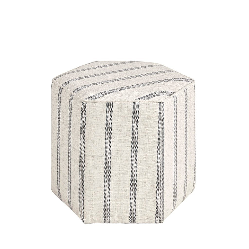 Vertex Hexagon Accent Ottoman with Stripe Pattern