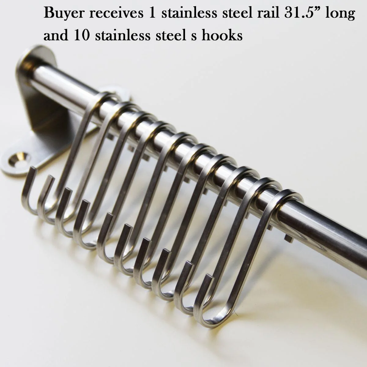 Wallniture Lyon Steel 31.5'' Pot Rack with 10 Hooks, Utensil Holder, Silver