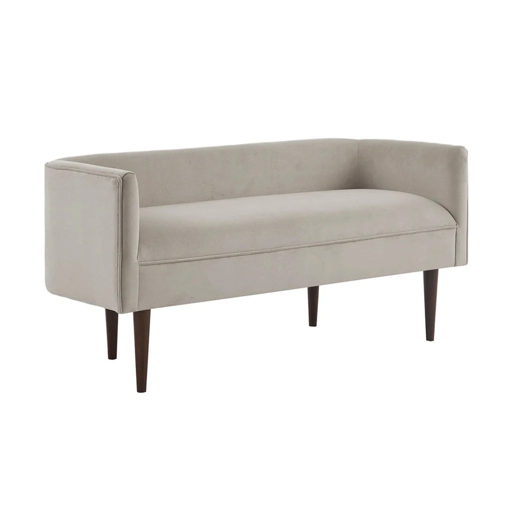 Upholstered Velvet Bench with Low Back and Sides
