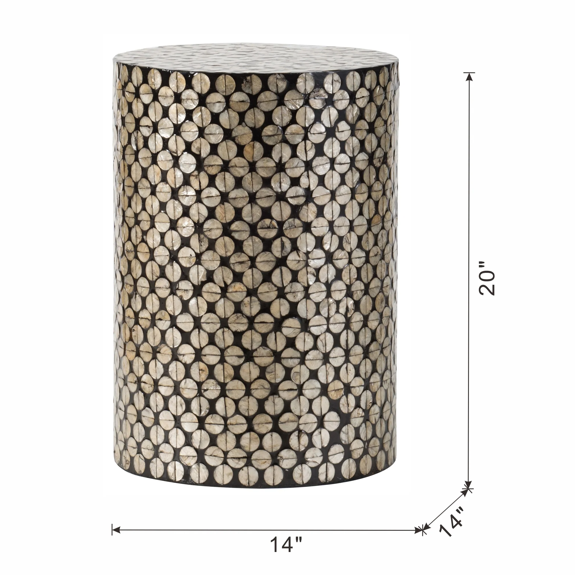 Cylindrical Capiz Side Table