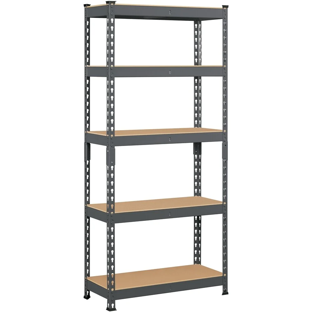 Yaheetech 5 Tiers Boltless Storage Shelf 330lb Capacity for Each Tier,Metal Frame MDF Wood Boards