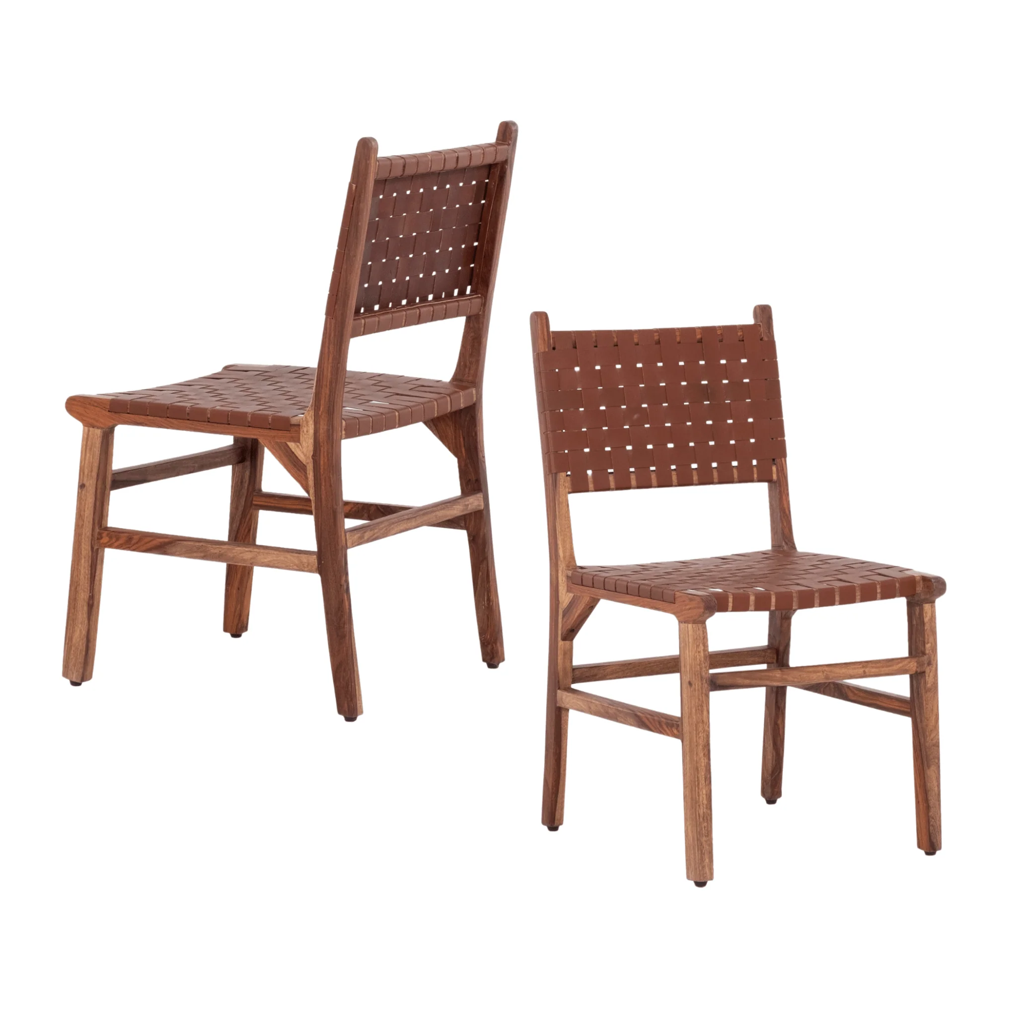 Upholstered Dining Chair with Open Back and Wood Frame, Set of 2