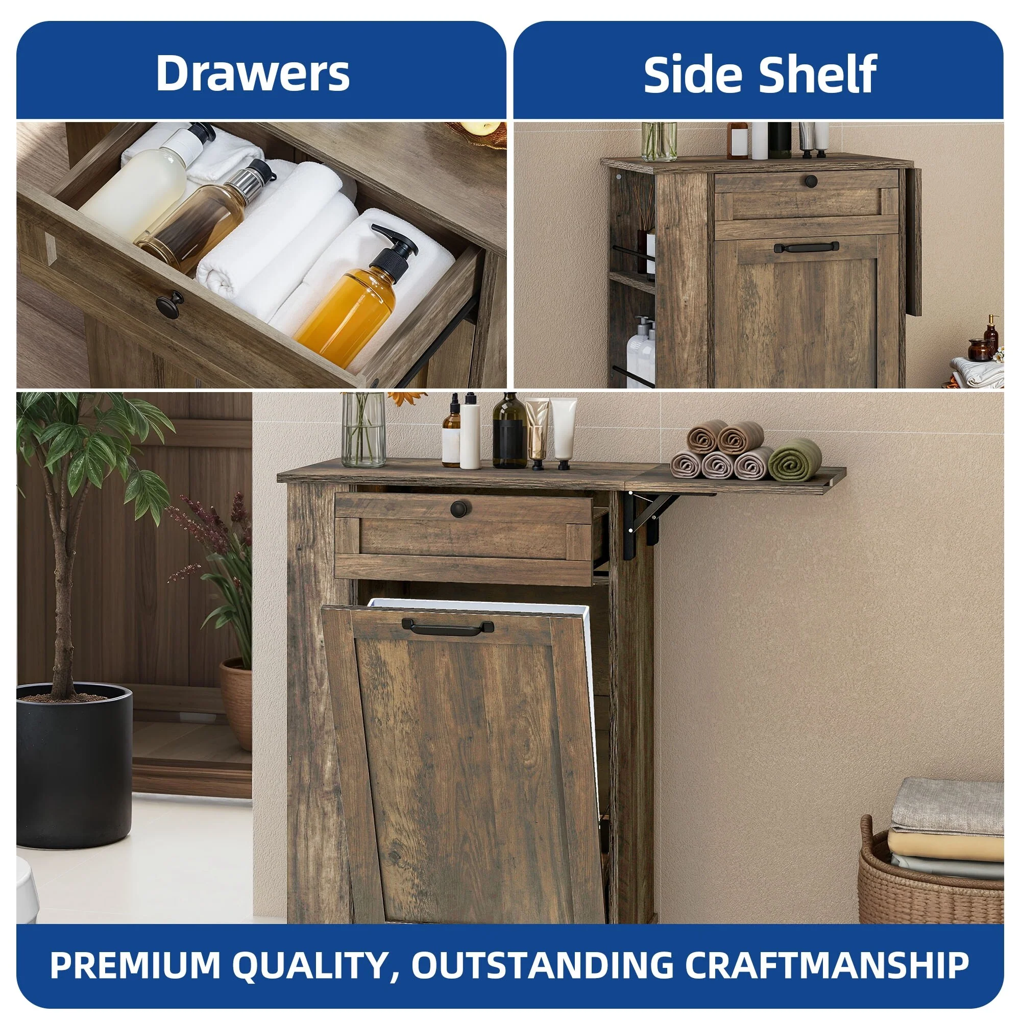Hidden Trash Can Cabinet Tilt Out Trash Bin Cabinet With Drawer