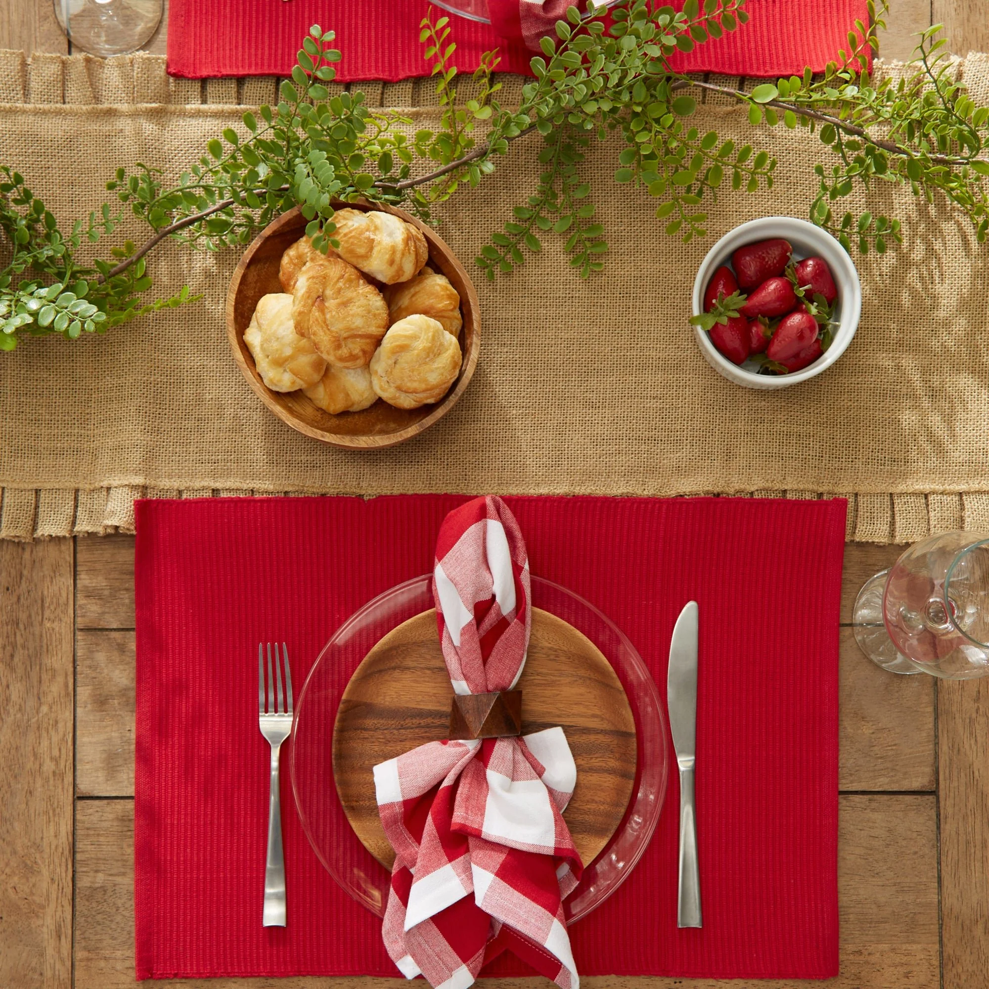 Tango Red Ribbed Placemats, Set Of 6