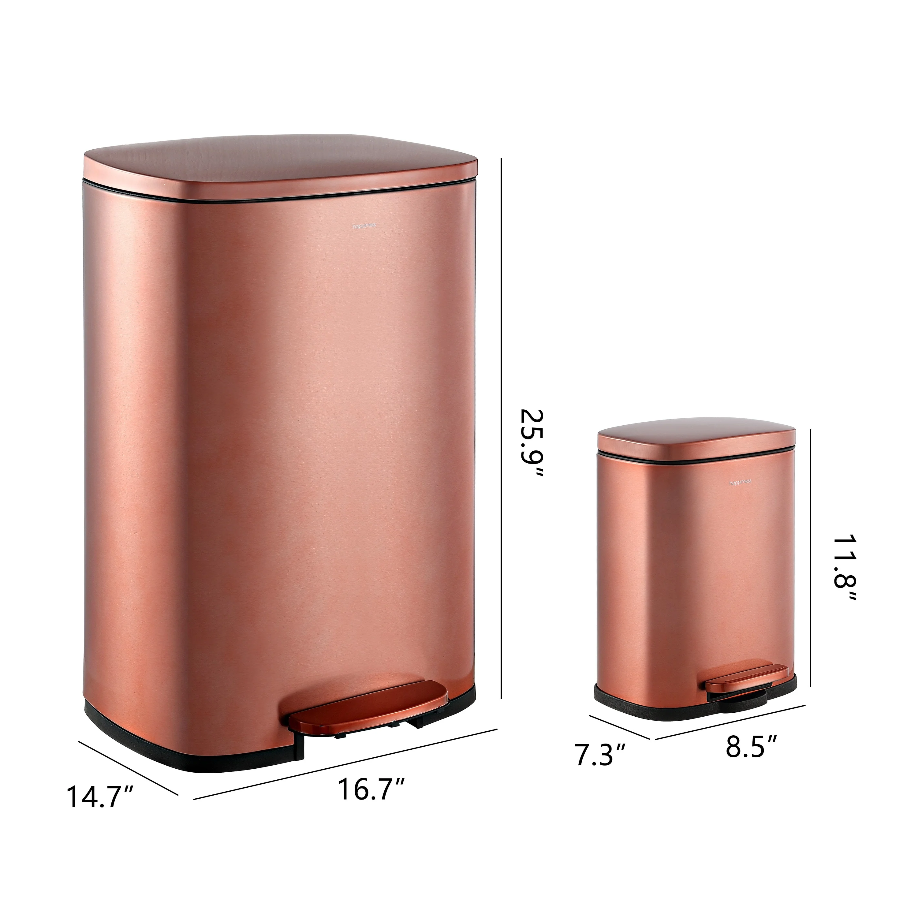 happimess 13-Gallon Trash Can with Soft-Close Lid and FREE Mini Trash Can