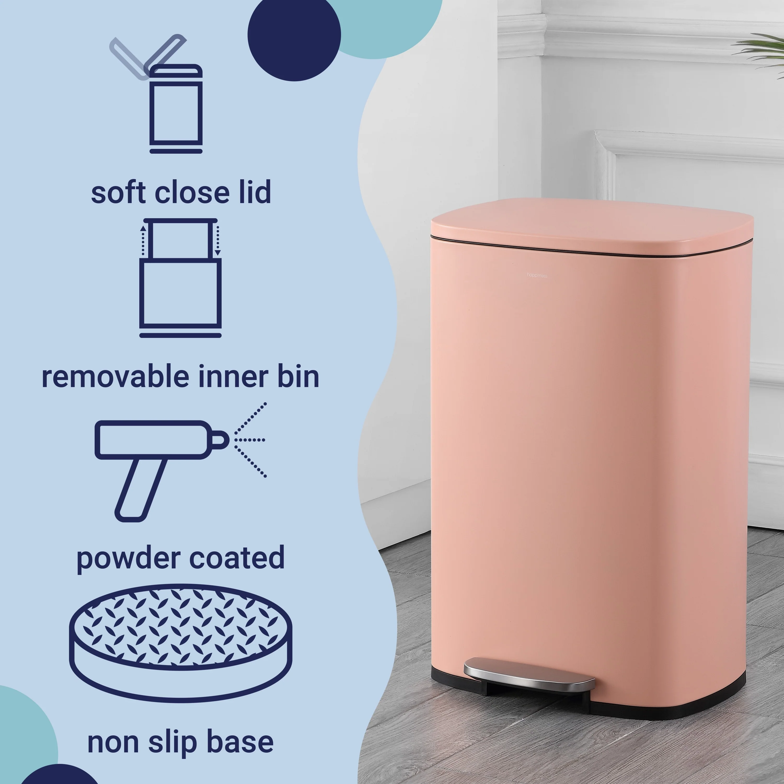 happimess 13-Gallon Trash Can with Soft-Close Lid and FREE Mini Trash Can