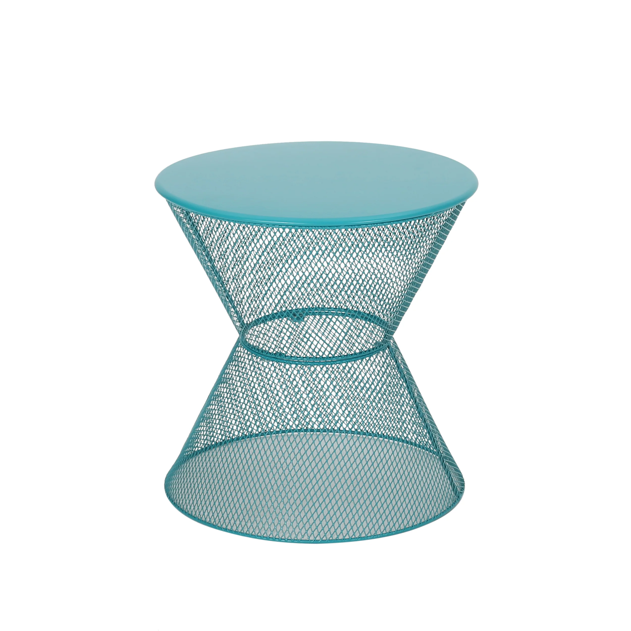 Reliving Outdoor Side Table with Diamond Mesh Design and Iron Frame