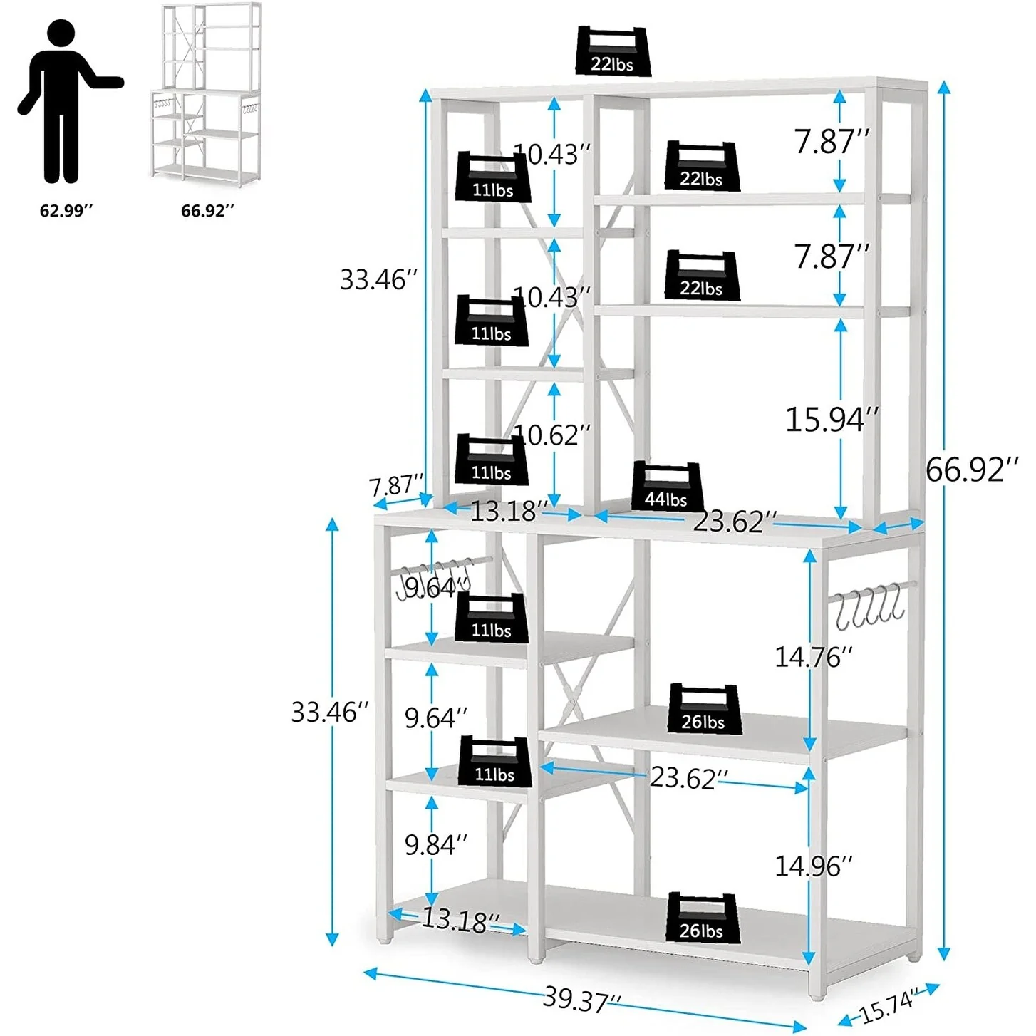 Kitchen Baker's Rack, Free Standing 5-Tier, 6-Tier Kitchen Utility Storage Shelf Rack