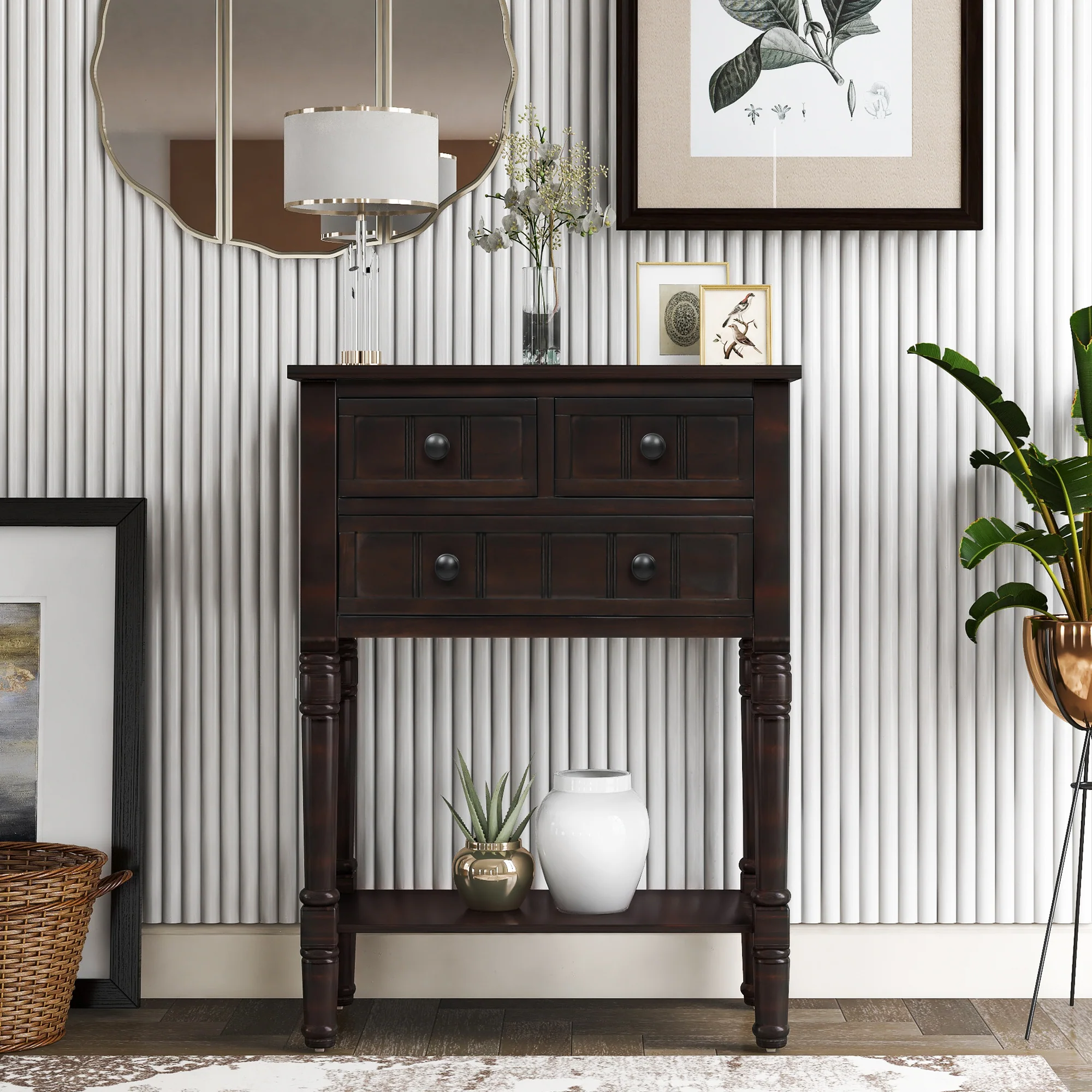 Kylie Console Table with 3 Storage Drawers and Bottom Shelf