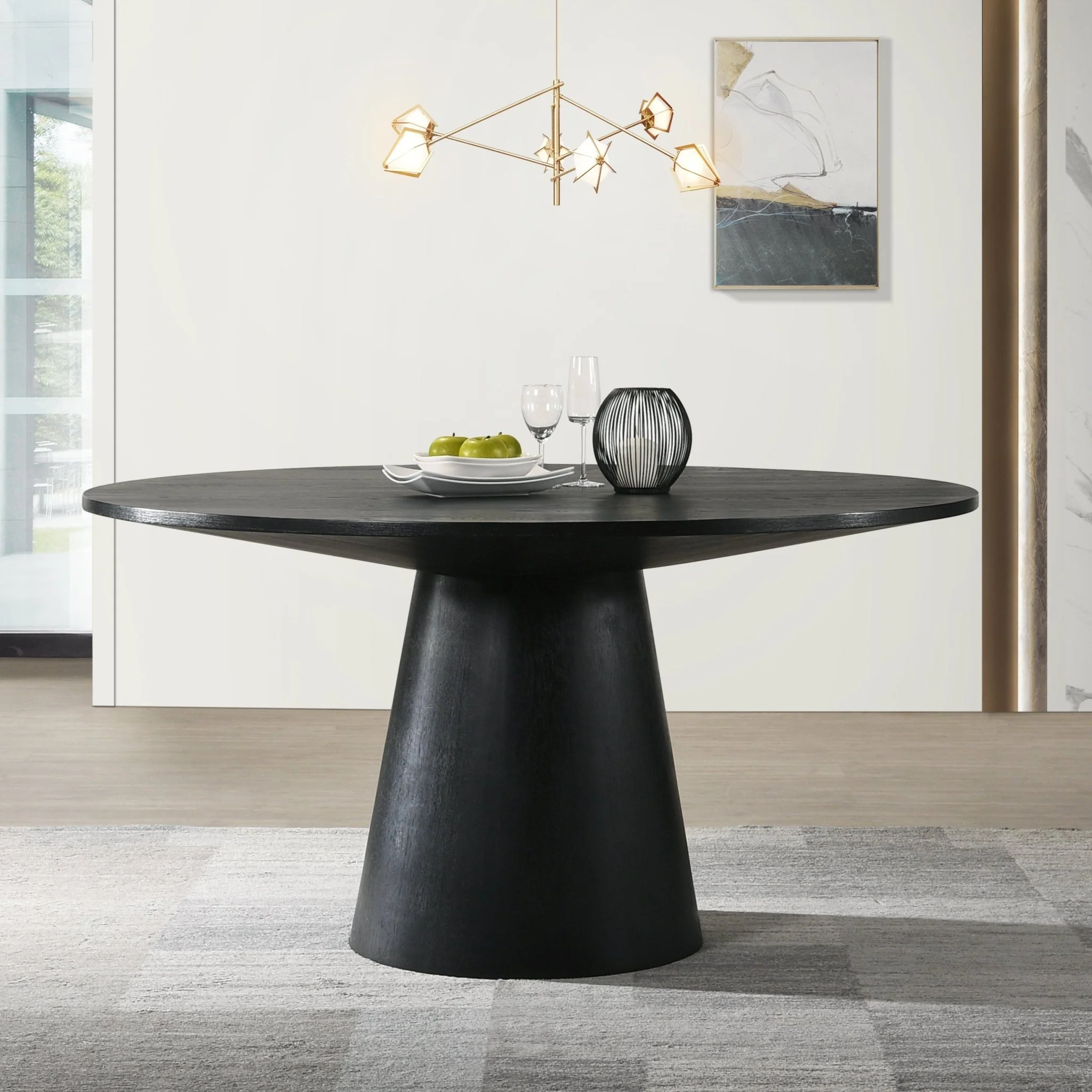Round Dining Table with Pedestal Base