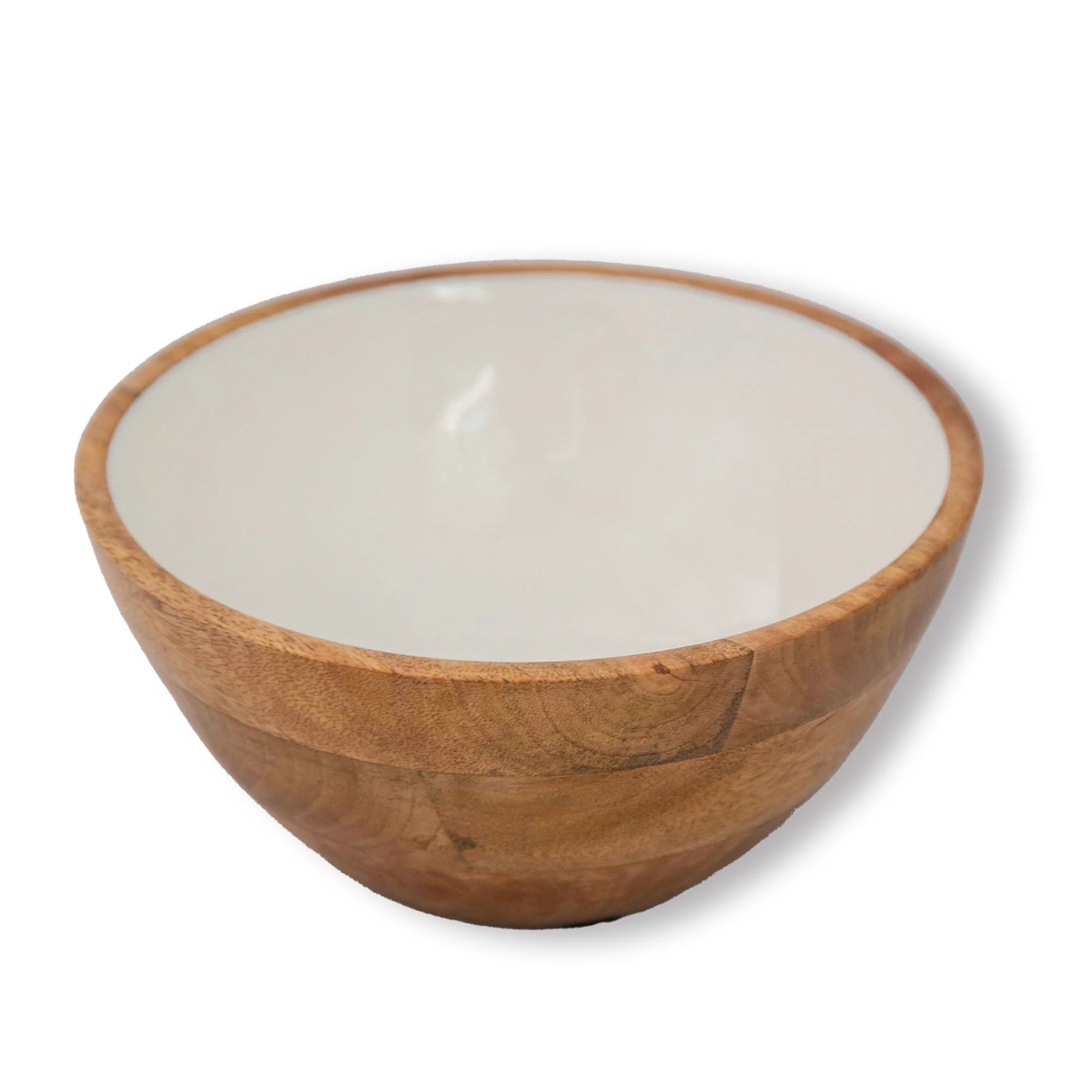 Wood + White Collection Mango Wood Serving Bowl, Medium