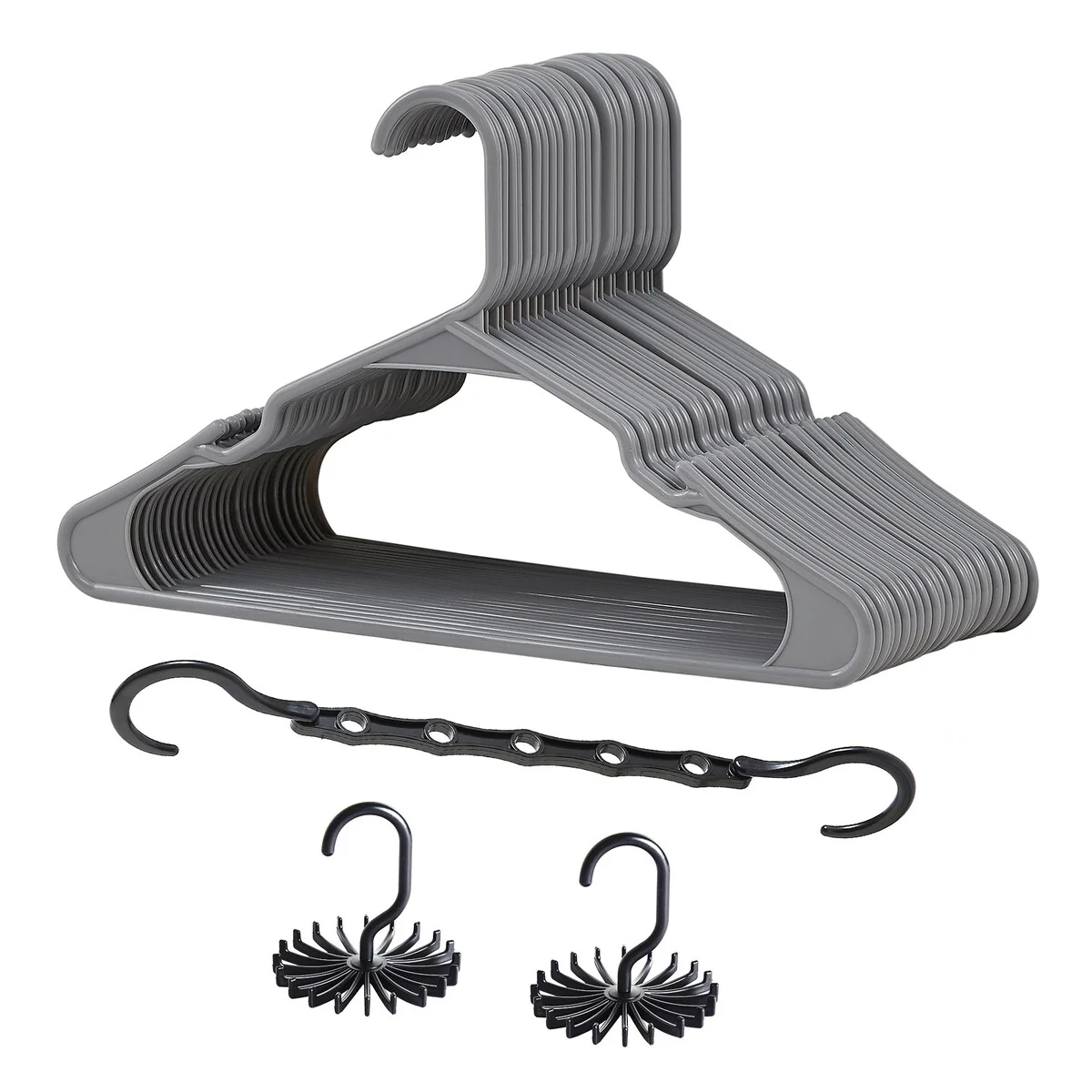 Javlergo 25/50 Pack Plastic Hanger, Space Saving, Sturdy Heavy Duty Clothing Notched Hangers