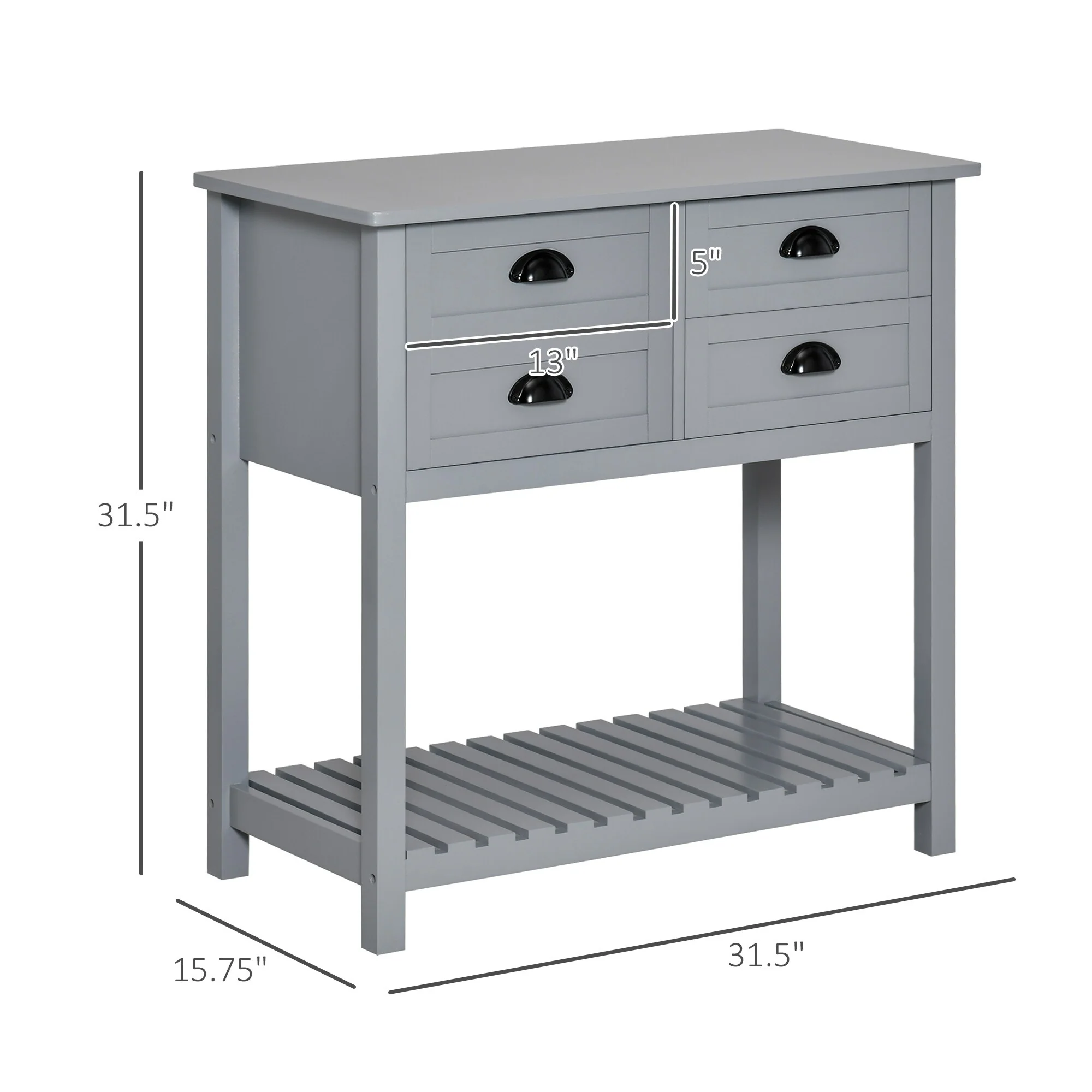 HOMCOM Sideboard Buffet Cabinet, Storage Serving Console Table with 4 Drawers and Slatted Bottom Shelf for Kitchen, Living Room