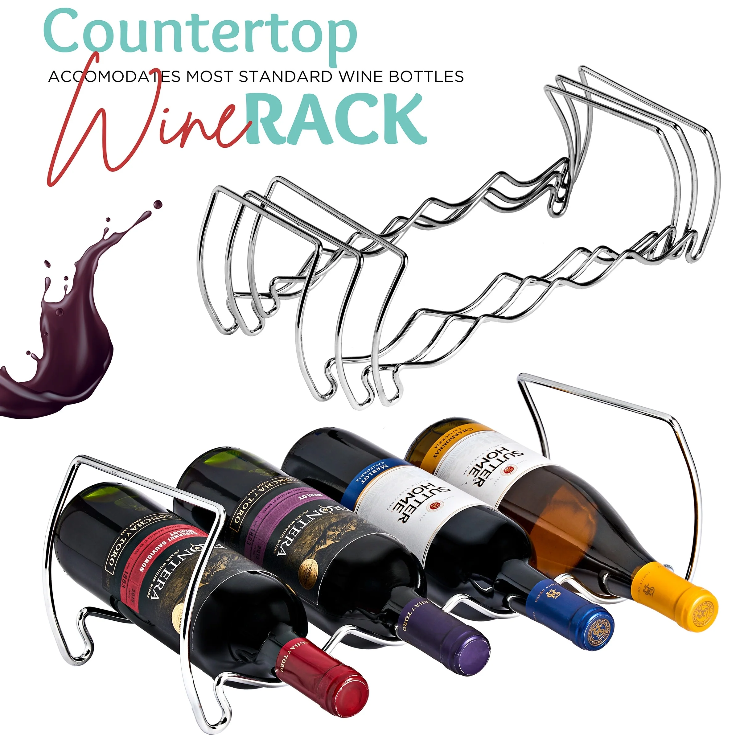 Metal Detachable Wine Rack - 3 Tier, Copper - 14