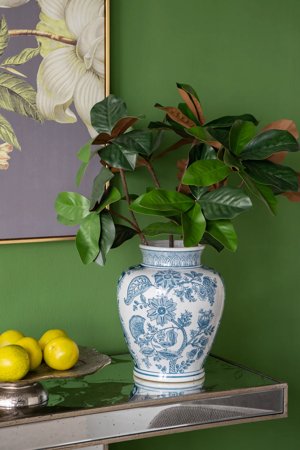 Aesthetic Rectangular Console Table with Floral Design