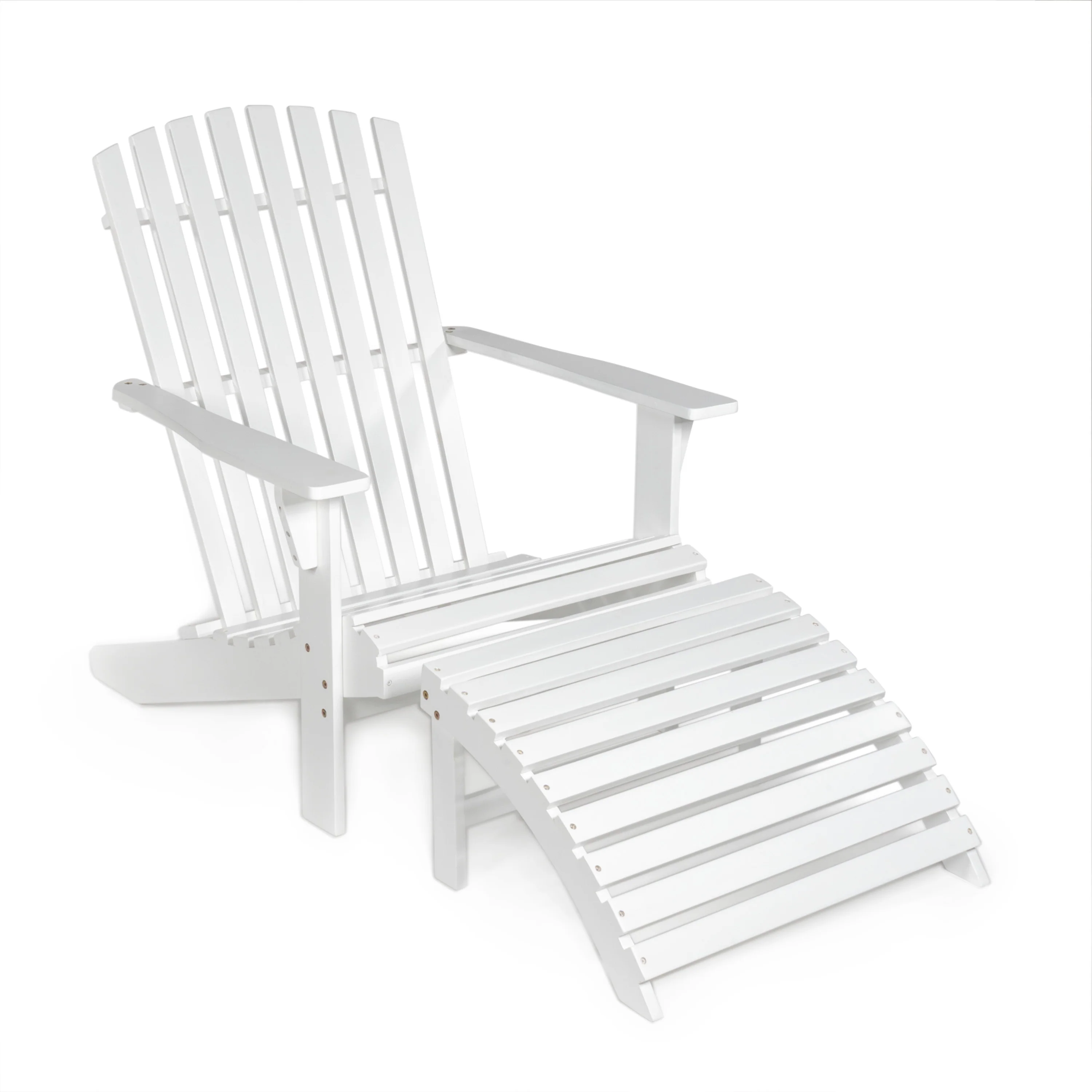 Saranac Acacia Wood Adirondack Chair with Detachable Ottoman