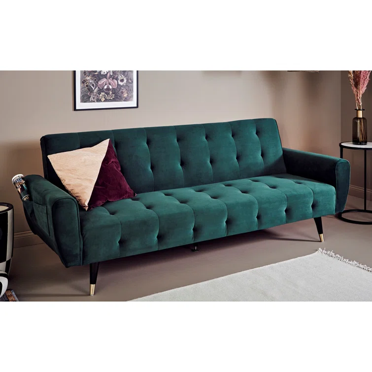 Chillax Dream 83.86" Velvet Square Arm Sleeper Sofa