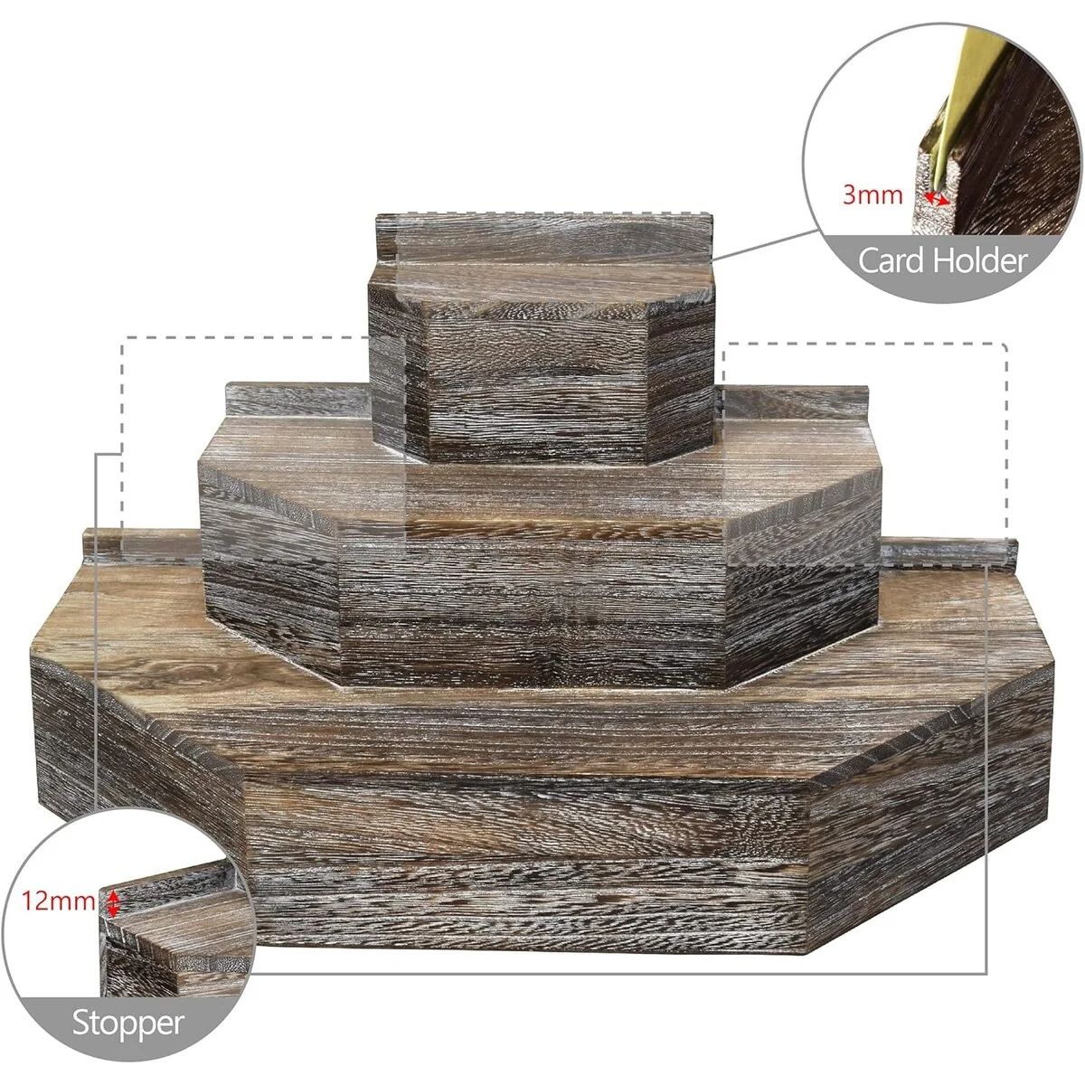 3-Tier Wood Stair Step Shelf Display Stand - S