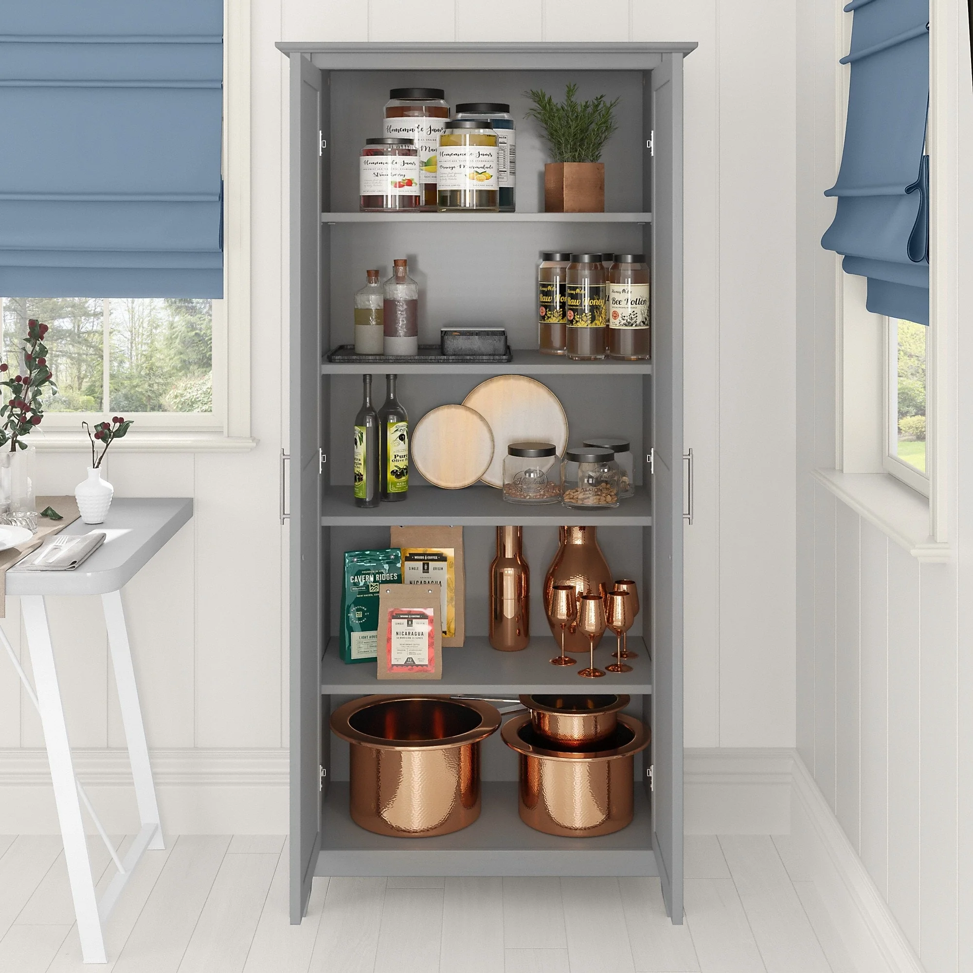 Key West Tall Kitchen Pantry Cabinet with Doors by Bush Furniture