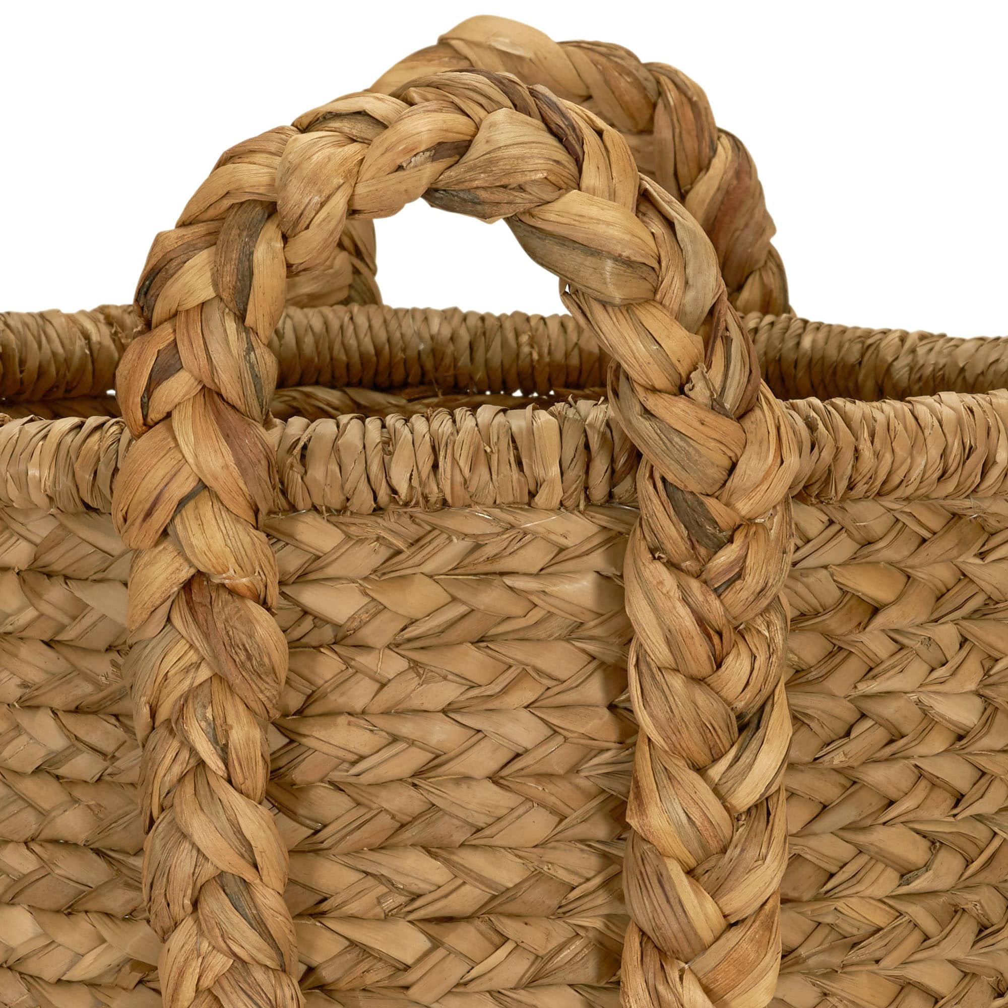 Household Essentials Handwoven Water Hyacinth Storage Basket with Braided Handles - 20.0
