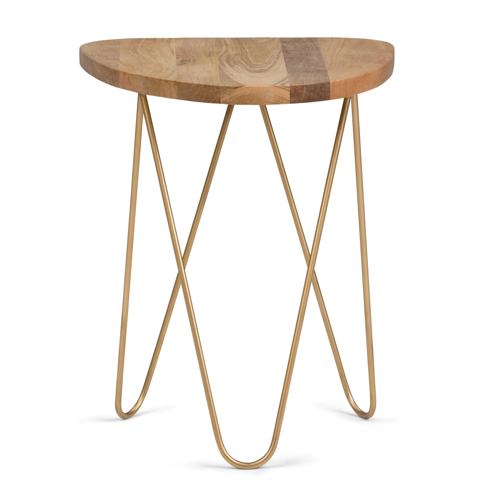 Wooden Accent Table with Metal Hair Pin Legs