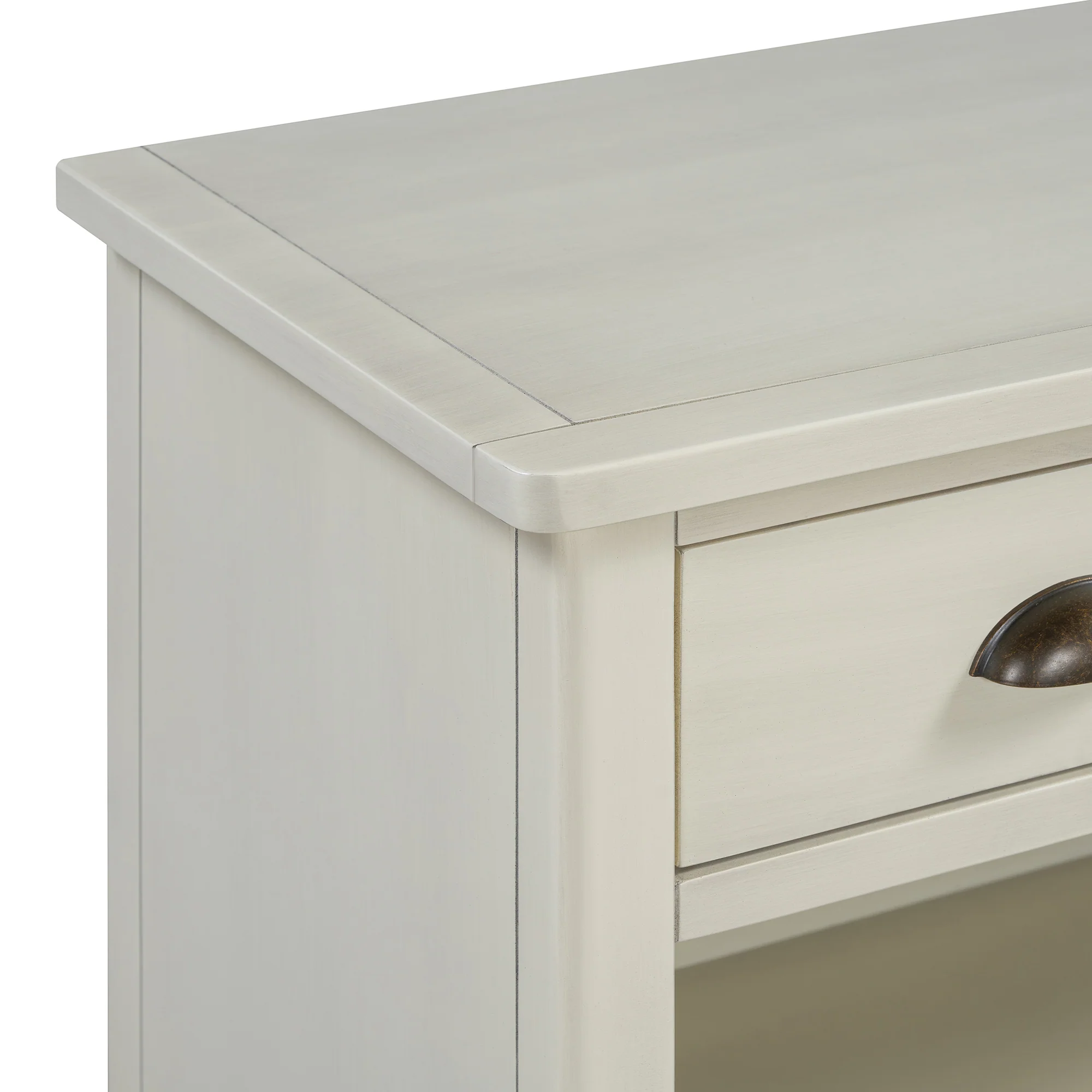 Coronate Console Table with Drawers and Water Hyacinth Woven Baskets