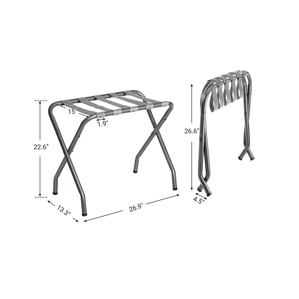 SONGMICS Metal Folding Luggage Rack, Gray