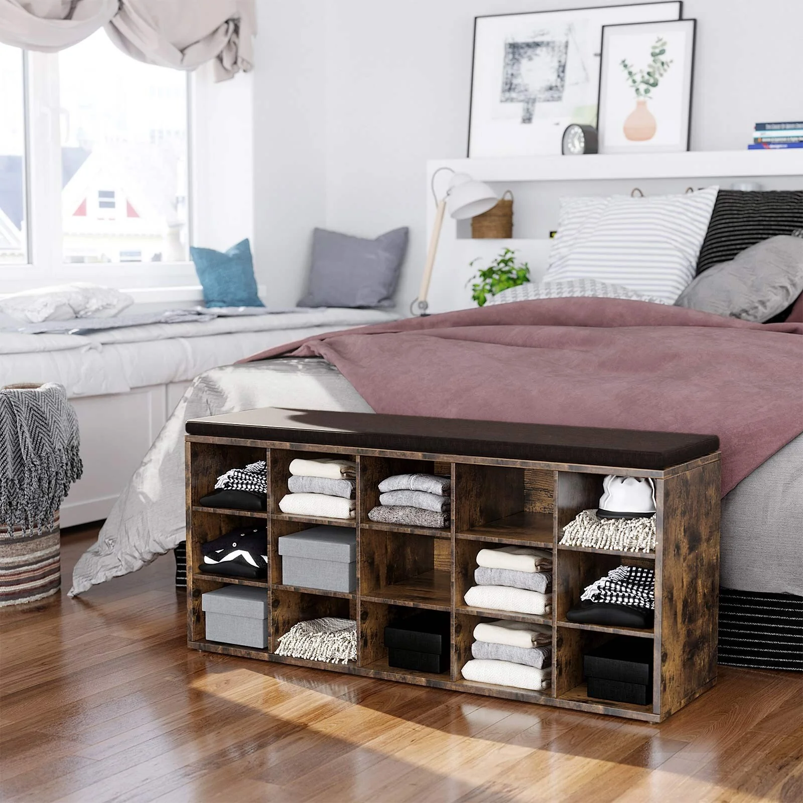 VASAGLE Shoe Bench with Cushion