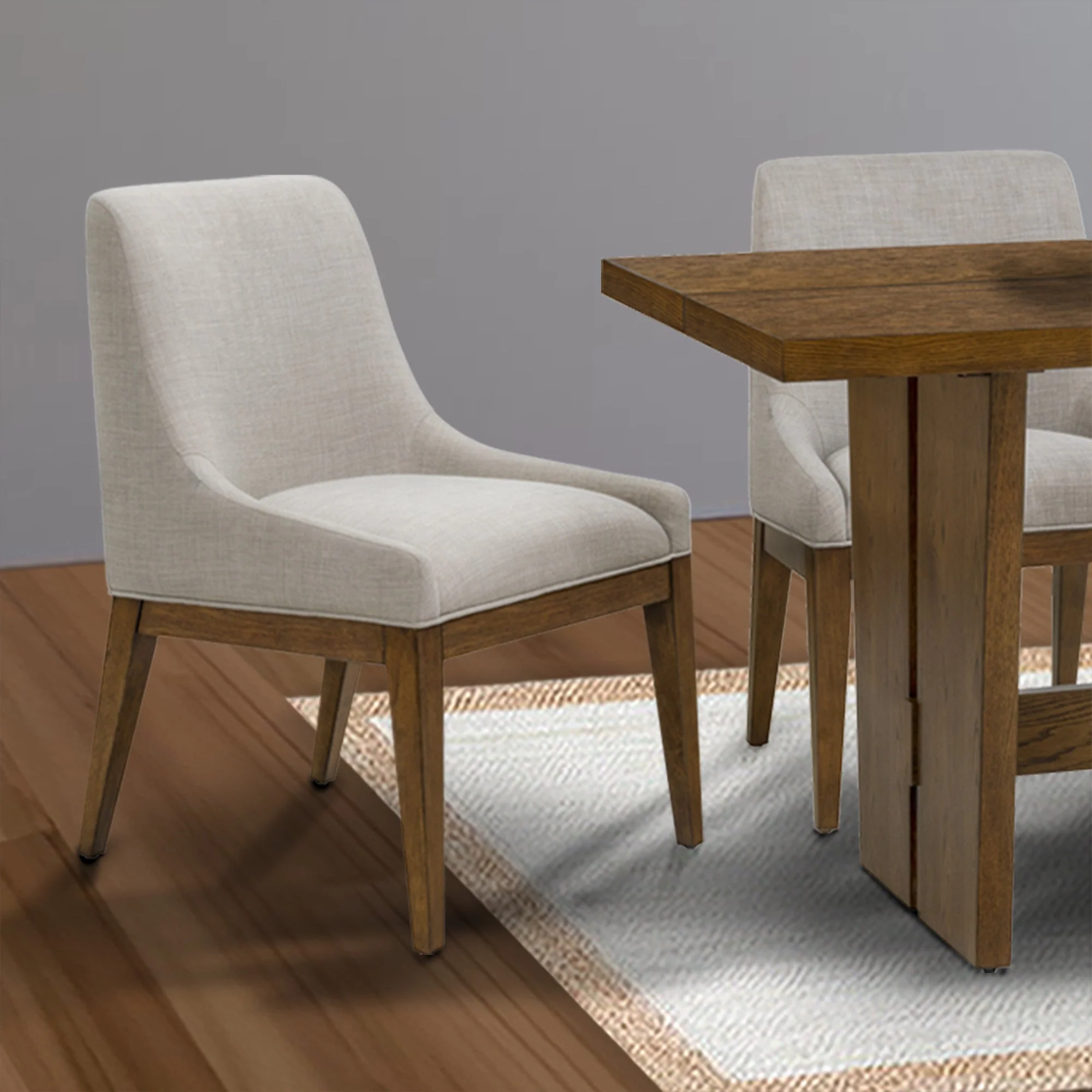 Upholstered Fabric Dining Chairs with Armless , Set of 2