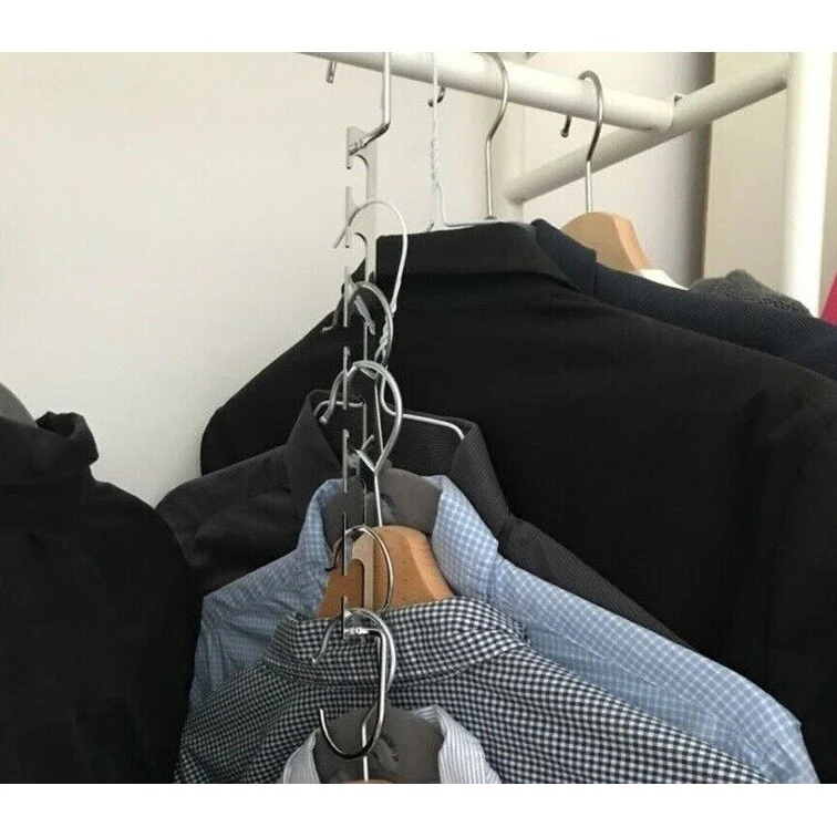 4Pcs Metal Hanger Closet Hook Clothes Saver