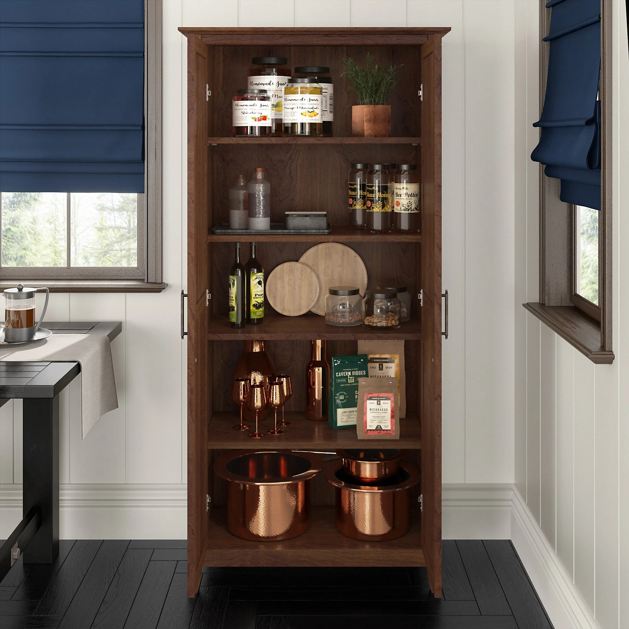 Key West Tall Kitchen Pantry Cabinet with Doors by Bush Furniture