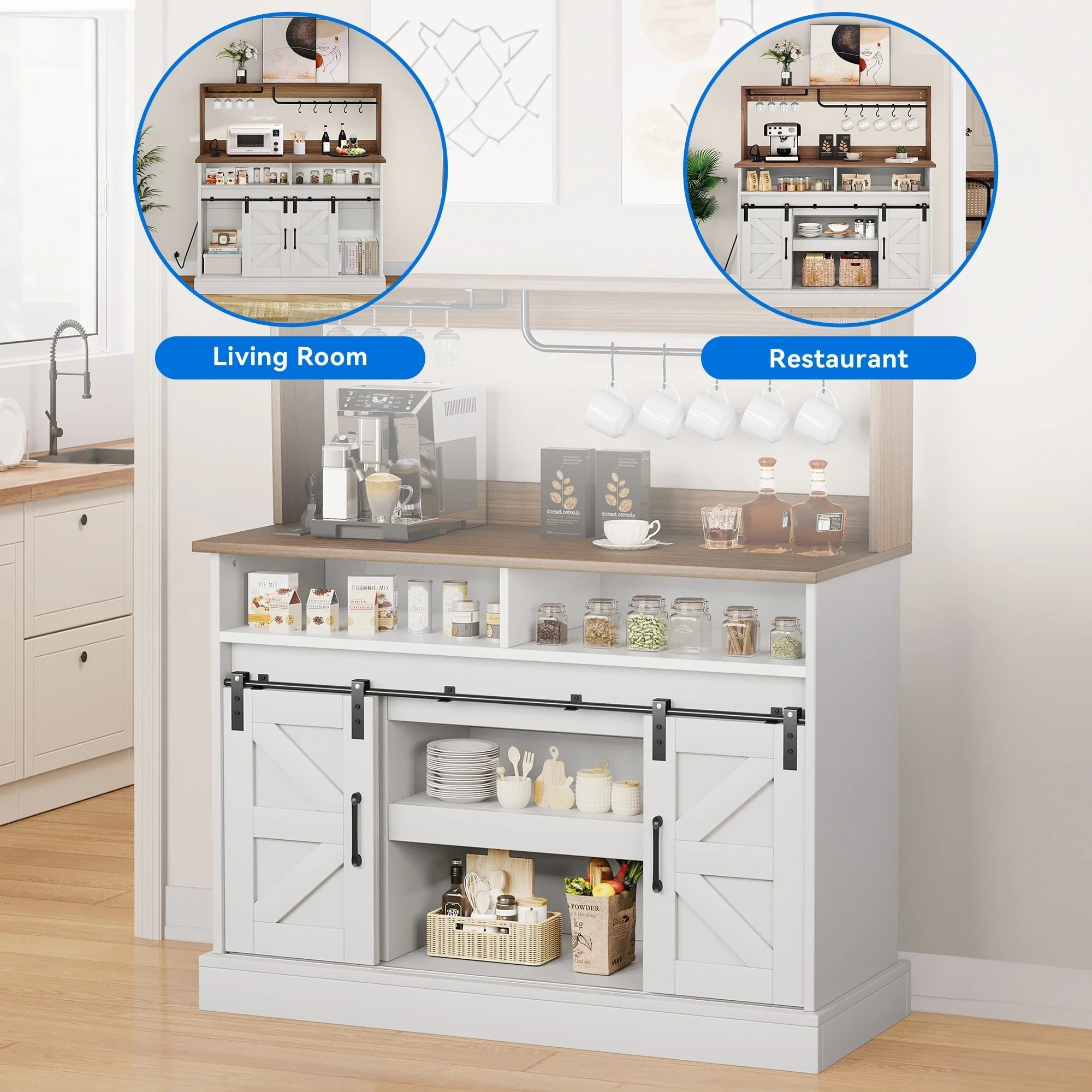 Moasis Farmhouse Coffee Bar Cabinet - 15.1