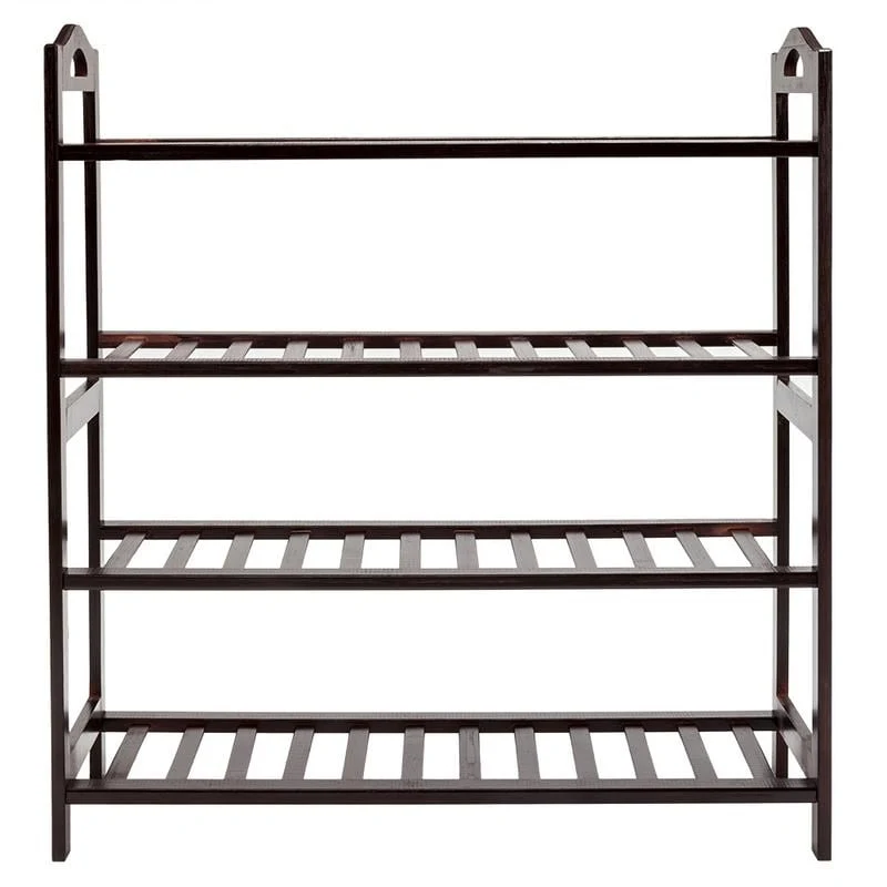Concise 12-batten Bamboo Shoe Rack - 4-Tier