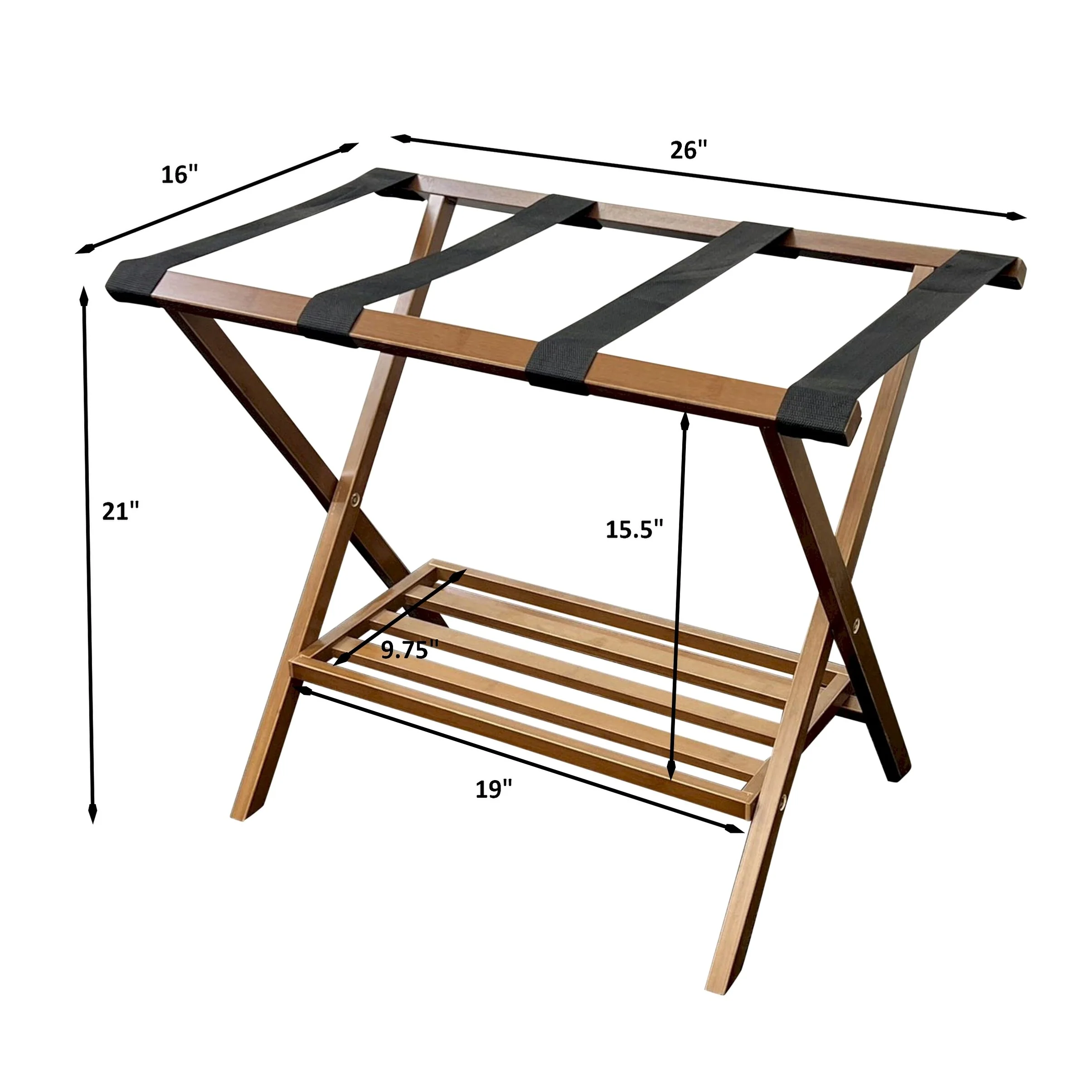 Solid Bamboo Folding Luggage Rack
