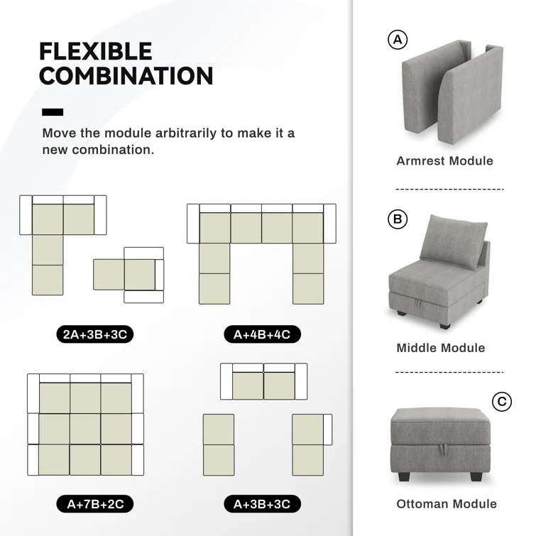 Nikitas 4-Seater Modular Sofa Couch