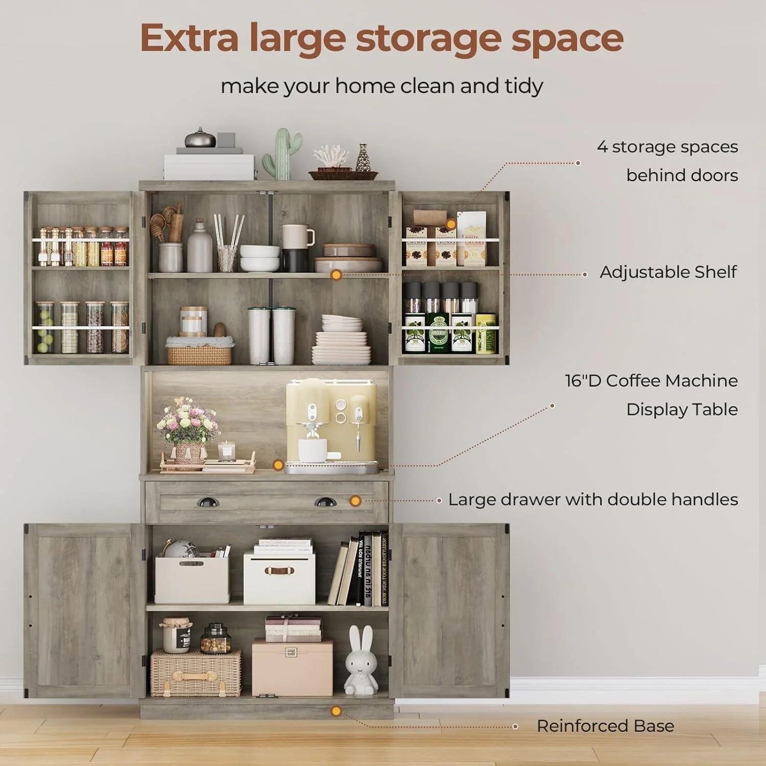 Farmhouse Kitchen Storage Cabinet Pantry Cabinet Home Bar