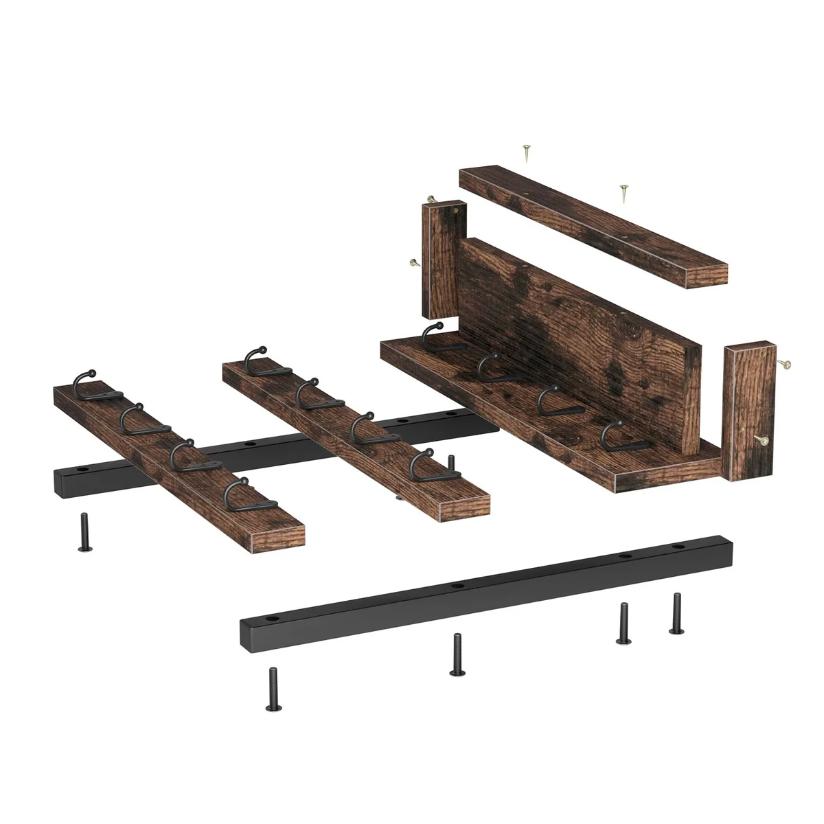 Coffee Mug Display Rack Wall Mounted Shelf with 12 Hooks for Kitchen