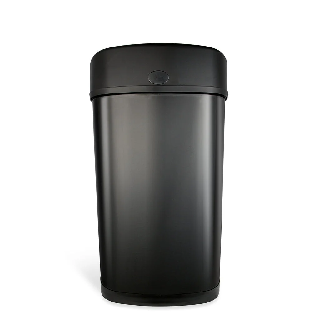 NINESTARS Oval Motion Sensor Trash Can 13.2 Gallon, Black Stainless Steel DZT-50-9BK