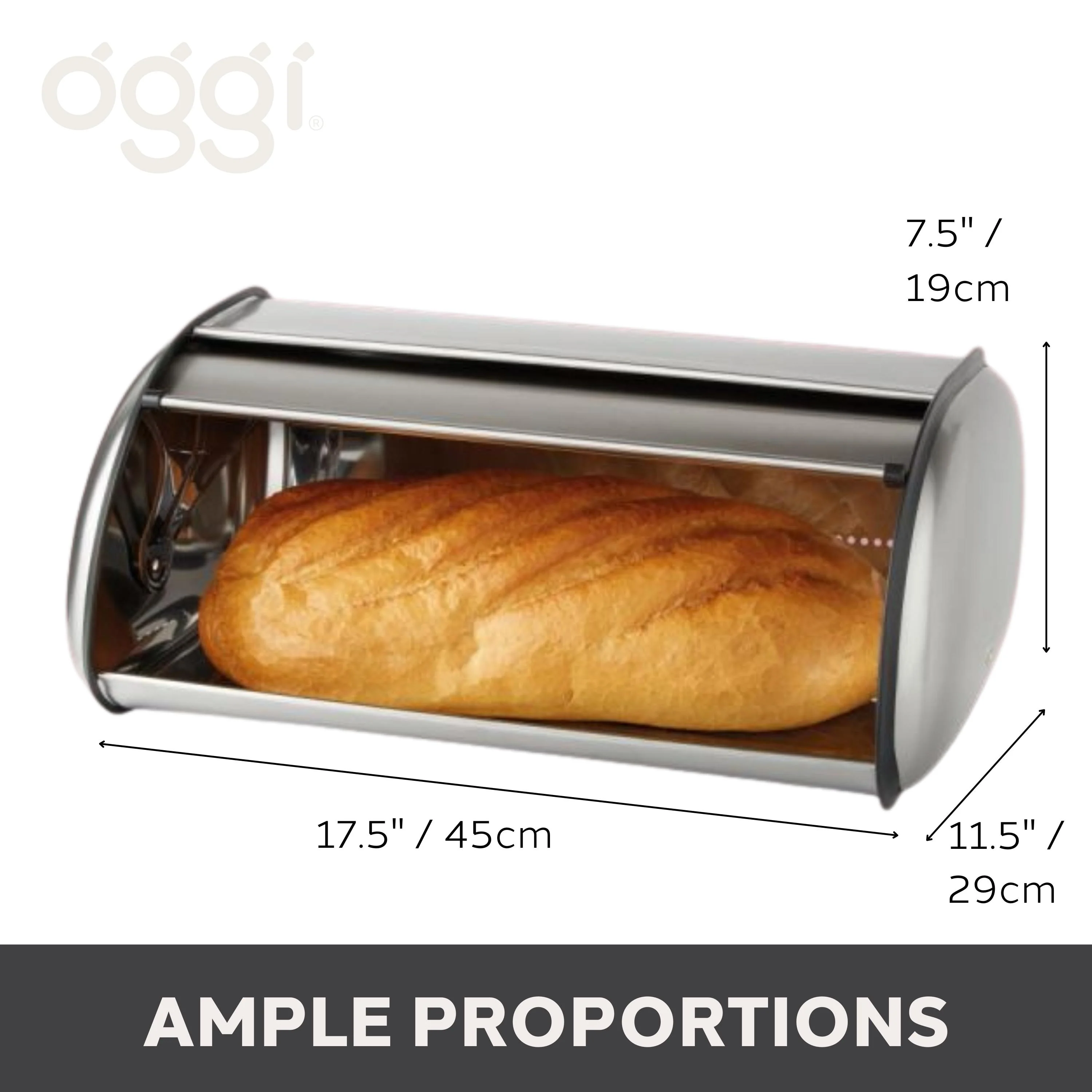 Bread Box w/ Stainless Steel Lid (17.5