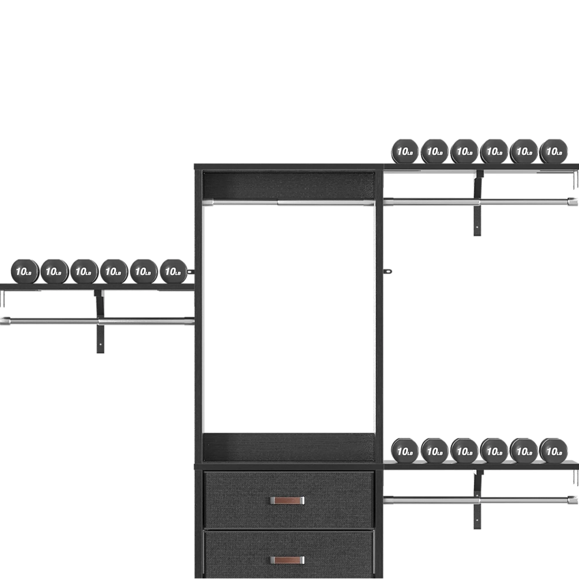 4FT Kid‘s Closet System with Fabric Drawers, DIY Closet Organizer with Adjustable Hanging Rods