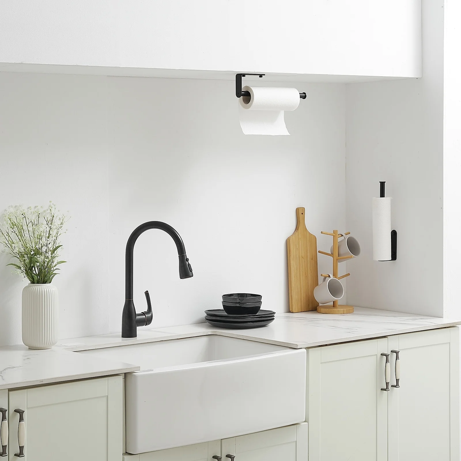 Wall Mount Paper Towel Holder Bulk- Self-Adhesive Under Cabinet (2 Pieces)
