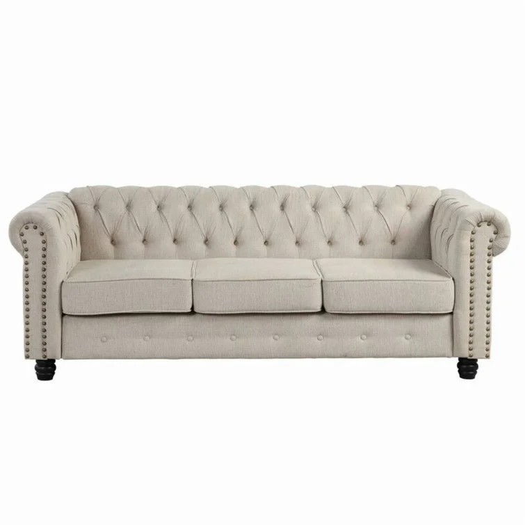 Gilles 82" Linen Rolled Arm Upholstered Sofa