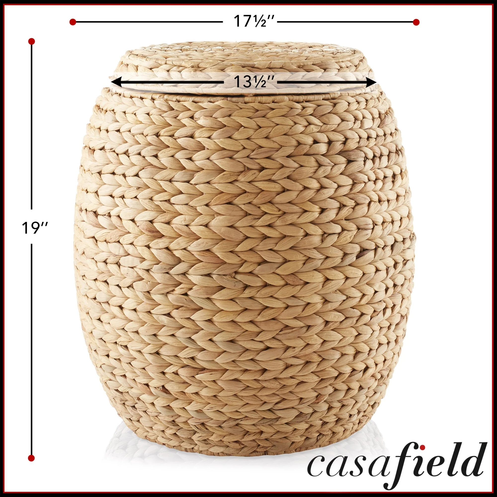 Round Water Hyacinth Storage BasketHamper with Lid