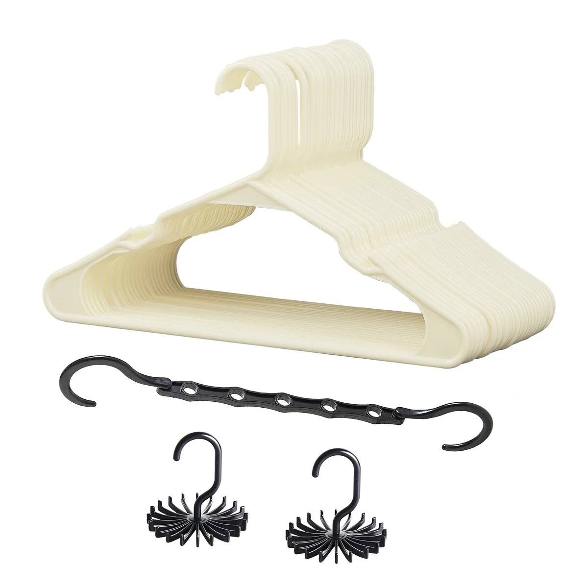 Javlergo 25/50 Pack Plastic Hanger, Space Saving, Sturdy Heavy Duty Clothing Notched Hangers