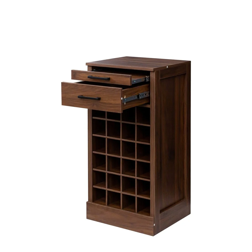 28 Slots Wood Wine Bar Cabinet with Storage Shelves - N/A