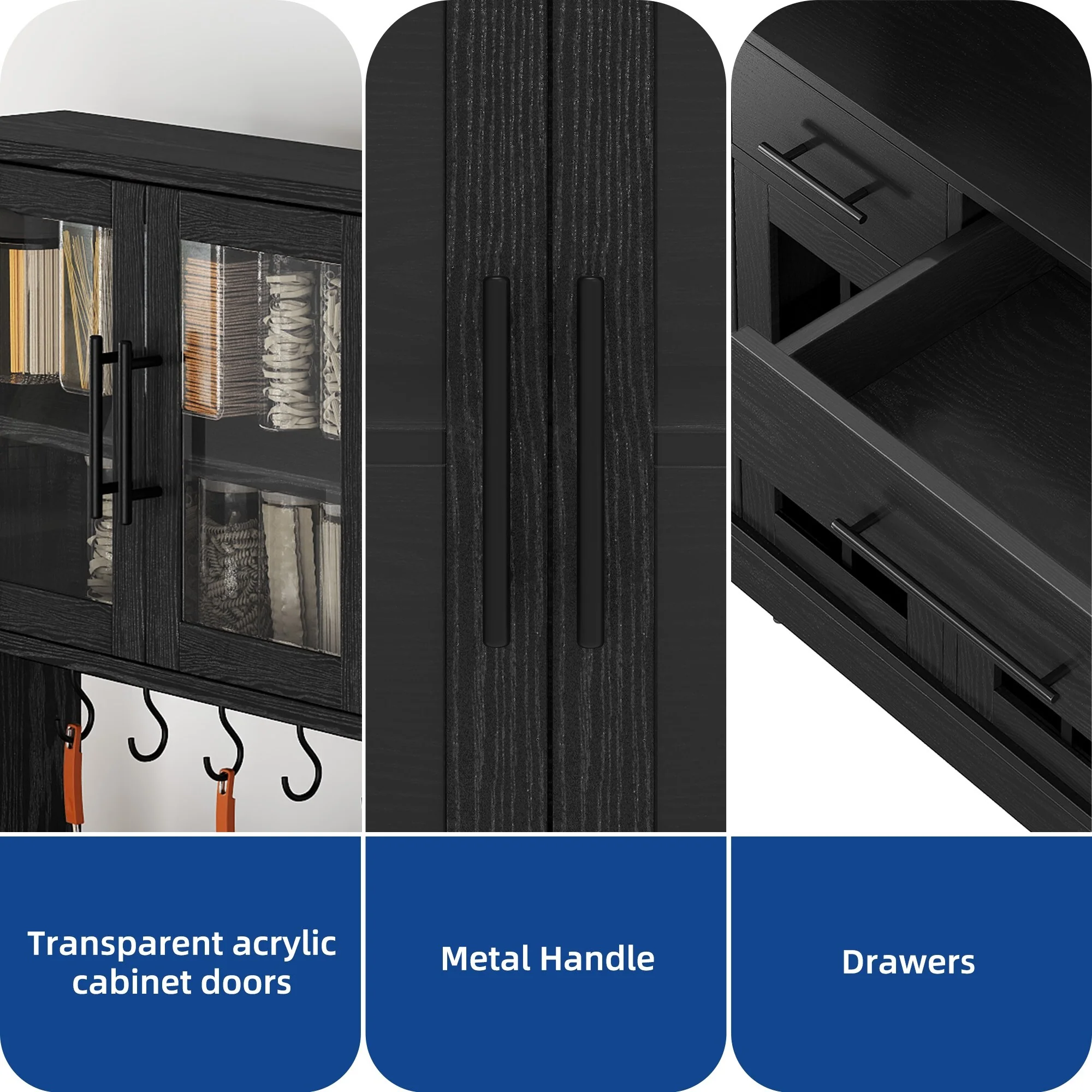 Moasis 71'' Kitchen Pantry Storage Cabinet Microwave Stand Hutch Cabinet with Power Outlet