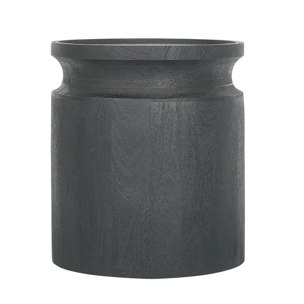 Black Wooden Cylinder Side Table