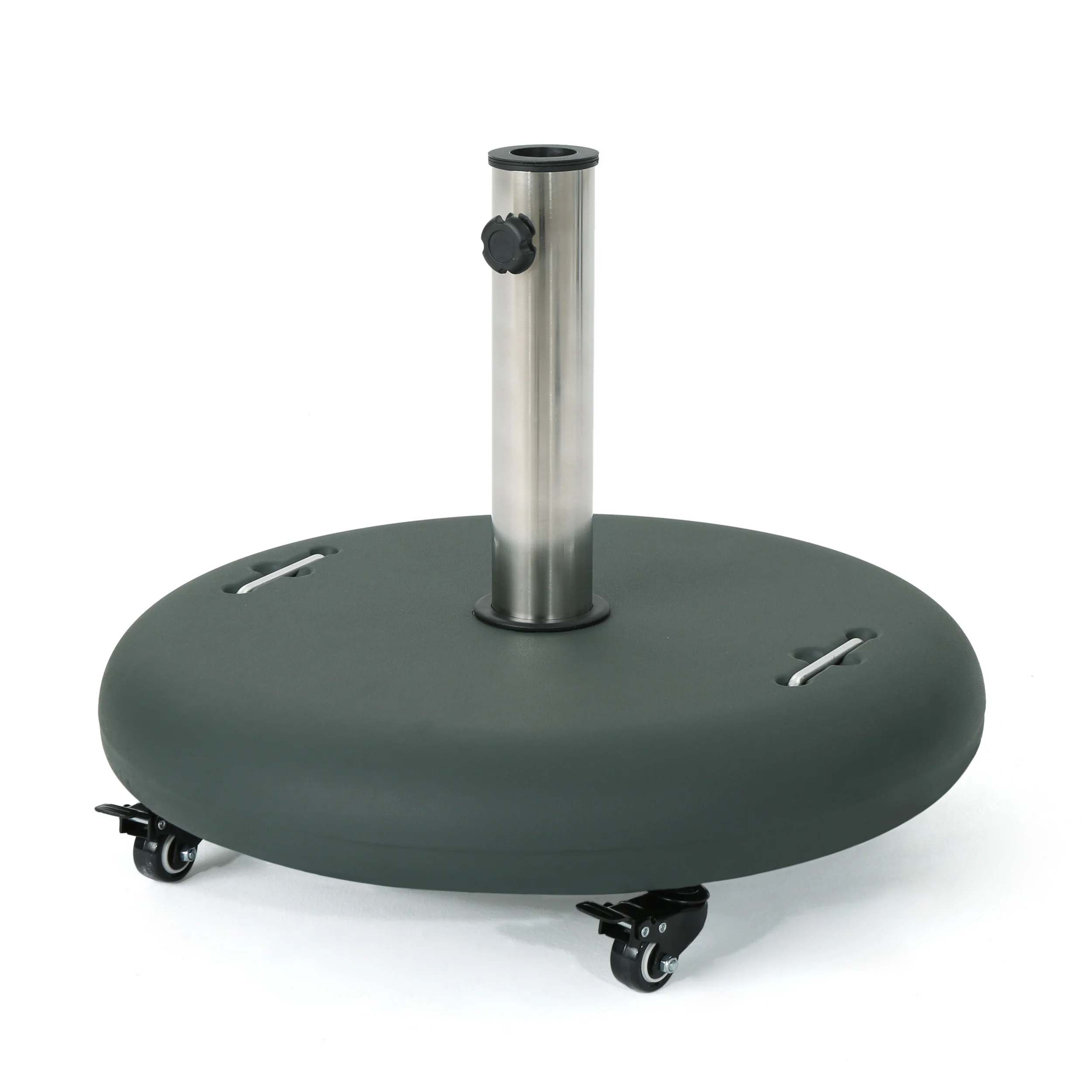 Prehnite Outdoor Round Umbrella Base with Casters and Stainless Steel Holder